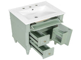 24 Inch Bathroom Vanity with Sink, Green Freestanding Bathroom Cabinet with Flip Drawer, Adjustable 55079324