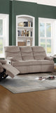 ZNTS Luxurious Velvet Light Brown Color 3-Seater Manual Recliner Sofa Couch Manual Motion Plush Armrest B011P163891