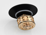 Brass Pop Up Sink Drainer with Overflow Bathroom Drain With Removable Strainer Basket Black 08890168