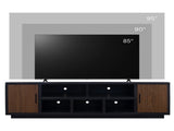 Aria 85 inch TV Stand for TVs up to 95 inches, No Assembly Required, Black and Walnut Finish B108P292259