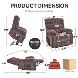 ZNTS Lift Recliner Chair Heat Massage Dual Motor Infinite Position Up to 350 LBS Large Electric Power W1803P206832