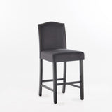 Set of 2, 26.25" Upholstered Counter Height Barstools with Nailhead Trim, Dark Charcoal and Walnut, 62369.00