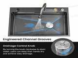 Waterfall Kitchen Sink, Stainless Steel Single Bowl in Black, Multifunctional Workstation with 22674841
