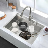 Stainless Steel 30 in 2-Hole Single Bowl Drop-In Kitchen Sink with Bottom Grid and Basket Strainer JYSDS3011BN