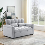 ZNTS Loveseats Sofa Bed with Pull-out Bed,Adjsutable Back,Light Grey W487109970