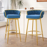 Swivel Counter Height Bar Stools Set of 2, 31." Bar Height Stools with Hand-Woven Backrest & Gold N762P216979C