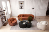 360&deg Swivel Mid Century Modern Curved Sofa, 1-Seat Cloud couch Boucle sofa Fabric Couch, Orange W87691481