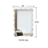 Solid Wood Wavy Rectangle Mirror-Natural-Wood 40" x 28" Modern Mirror Wall Decor for Bathroom, W1445P246641