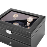 ZNTS Watch Box 20 Mens Case Glass Top Display Organizer Lockable Black 38015822