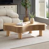 42.52 Inch Modern Wooden Handcraft Drum Coffee Table Irregular Shaped Coffee Table for Living W2582P279956