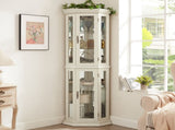 Lighted Corner Curio Cabinet - Glass Display Shelf with Tempered Glass Doors, Adjustable Shelving, W1758P300131