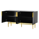 TREXM Modern Elegant 4-door Sideboard Gold Metal Handle Buffet Cabinet for Dining Room, Living Room, WF304382AAB