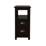 End Table Narrow Nightstand With Two Drawers And Open Shelf-Brown 37806637