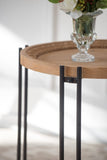 21.5" x 24" Round Side Table With Wood Top, End Table for Living Room Bedroom W2078P144748