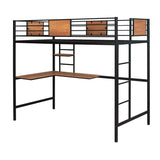 Twin Metal Loft Bed with Desk and Shelve,Black MF292037AAB