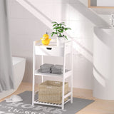ZNTS BZH Bathroom Shelves, 3 Tier Ladder Shelf with Drawers, Bamboo Nightstand Open Shelving, Bookshelf 50374922