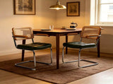 Dining Chairs Set of 2, Faux Leather Rattan Side Accent Chairs with Chrome Legs, Modern Mid Century W2105P540789