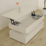 ZNTS White Color Three-Tier Foldable Coffee Table with Drawers for Living Room Home Furniture W650P263502