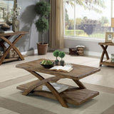 ZNTS Transitional 3pc Table set Occasional Tables Living Room 1x Coffee Table And 2x End Tables Plank B011P200232