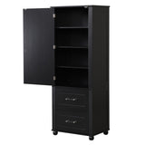 ZNTS Tall Bathroom Storage Cabinet, Freestanding Storage Cabinet with Two Drawers and Adjustable Shelf, WF312728AAB