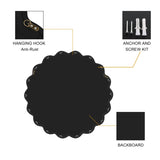 Solid Wood Wavy Mirror-Black Mirror Wall Decor 31" x 31" Modern Mirror Wall Decor for Bathroom, W1445P189599