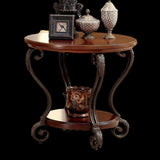 ZNTS Traditional Style Brown Cherry 1pc END TABLE Open Bottom Shelf Ornate Design Living Room Furniture B011P184987