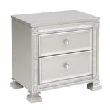 ZNTS Glamorous Modern Design 1pc Nightstand of 2x Drawers Faux Crystal Knobs Silver Finish Furniture B01160811