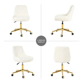 Modern teddy fleece fabric with gold legs living room furniture dining chair, soft and comfortable, W210127514