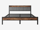 Full Size Bed Frame, Storage Headboard with Charging Station, Solid and Stable, Noise Free, No Box W840120028
