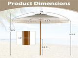 7 Ft Boho Fringe Patio Umbrella Striped Canopy, Wind Vent Aluminum Pole Outdoor Beach Umbrella 57028834
