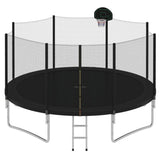 ZNTS 14FT Trampoline for Kids with Safety Enclosure Net, Basketball Hoop and Ladder, Easy Assembly Round 60865523