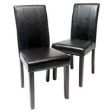 Urban Style Solid Wood Leatherette Padded Parson Chair, Black, Set of 2 T2574P164532