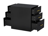 Salon Cabinet, Black, 6Drawer with 2 Hairtool Rings, 15mm PVC VacuumFormed Door Panels, 15mm 66197912