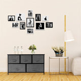 2-Tier Wide Closet Dresser, Nursery Dresser Tower with 5 Easy Pull Fabric Drawers and Metal Frame, 23359523