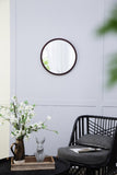 20" x 20" Circle Wall Mirror with Wooden Frame and Walnut Finish,Wall Mirror for Living Dining W2078124339