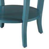 Teal Round Side Table with Bottom Shelf B062P181367