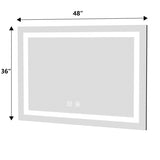 ZNTS 48 x 36 Inch Frameless Rectangular LED Bathroom Vanity Mirror with Touch Sensor, Anti-Fog, and 3 21S0305-48