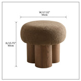 ZNTS W8017-1 Mushroom stool, brown lamb wool seat, barrel PVC pipe with walnut veneer W2085129974