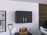 Wall Storage Cabinet 20" H, Two Doors, Three Internal Shelves, Black B097132955