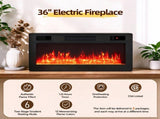Black Fireplace TV Stand, 199.6*40*62cm, Embossed Particle Board with Melamine Foil, High Gloss 66699979