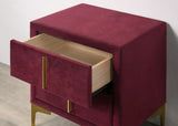 Red And Gold Coated 1pc Nightstand Bar Pull Handle Fully Upholstered Flannelette Classy Bedroom B2741P350273