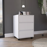 ZNTS Artemisa 3 Drawer Filing Cabinet, Four Casters, Superior Top -White B20091891