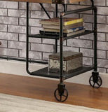 Industrial Inspired Desk With An Antique Black Metal Construction Replicated Wood Top And Caster B2741P342770