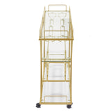 ZNTS Electroplated Glass Bar Cart, With Wine Rack And Glass Holder, For Kitchen, Serving, Hotel Gold 59267450