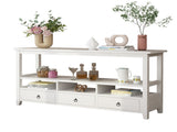 3 Tier Vintage Solid Console Table with 3 Drawers and Shelves, Industrial Console Table Coffee Table 27901297
