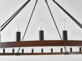 39.3 INCH Wood Wagon Wheel Chandelier Modern Farmhouse Pendant Light 20-Light Ceiling Hanging W5008P464781