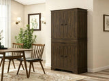 Walnut 72" 4-Door Kitchen Pantry with Drawer 3 Shelves Storage Cabinet for Kitchen Organization 59762561