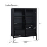 51.2'' Tall Lighted Display Cabinet with Tempered Glass Door, Metal Legs, LED Curio Cabinet, Modern N845P261794B