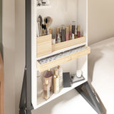 ZNTS 360&deg; Swivel Jewelry Armoire & Makeup Mirror Cabinet With 2 Bottom Drawer, Rotates Freely, Spacious W760P152287