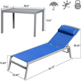 Patio Chaise Lounge Set, 3 Pieces Adjustable Aluminum Backrest Pool Lounge Chairs Textilene W1859109864
